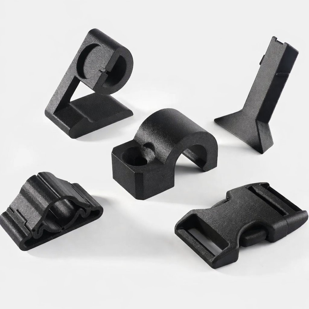 Schwarze technische 3D-Druckteile aus Nylon PA für belastete Funktionsteile