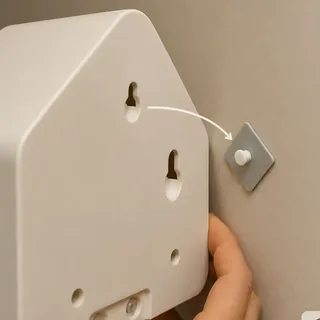 Klebbarer 3D-gedruckter Wandhalter wird in die Aufhängung eines Geräts eingesetzt